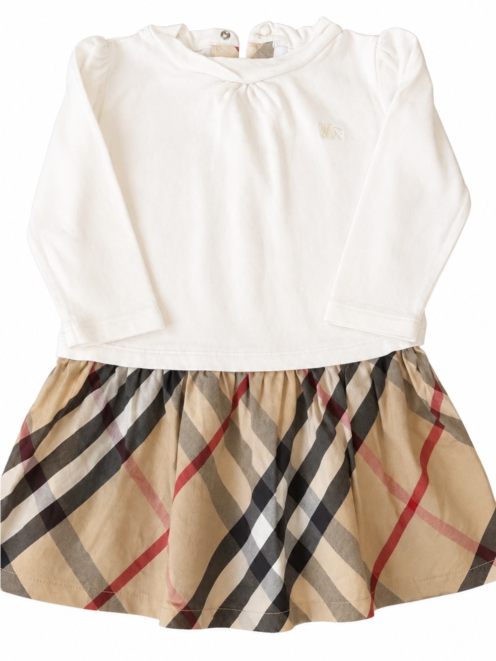 Burberry White Top with Classic Check Skirt